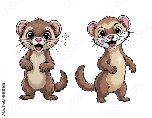 two cartoon ferrets standing side by side