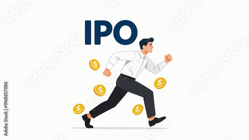 Businessman Running with Coins