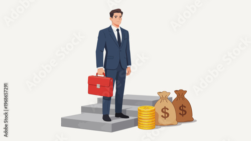 Businessman with briefcase and money