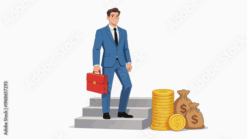 Businessman with briefcase and money