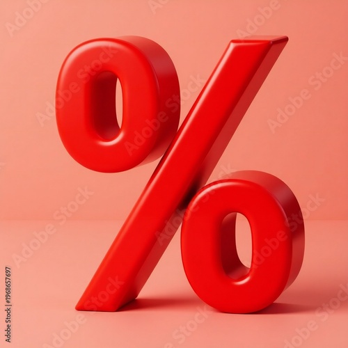 3d rendering of a red percent symbol on white background
