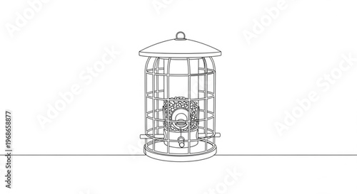 Bird feeder in minimalist style with wire mesh design  