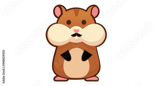 Cute hamster vector icon illustration featuring an adorable brown rodent with puffed cheeks and small ears. Minimalist flat design character for pet shop branding, web design, and kids' graphics.