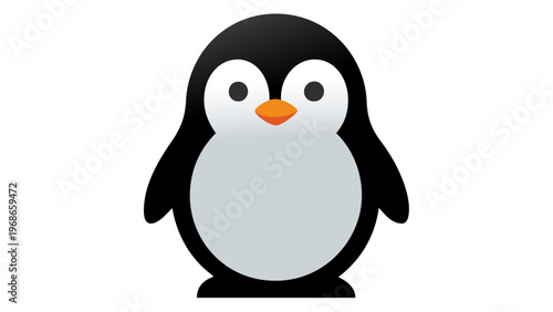 Cute baby penguin vector icon illustration featuring a minimalist flat design with soft gradients, white belly, and orange beak. Scalable AI-generated animal character for web and mobile apps.