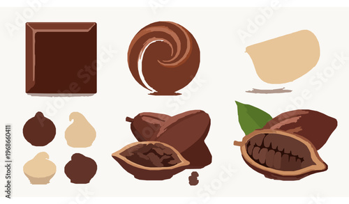 Chocolate And cocoa beans realistic vector