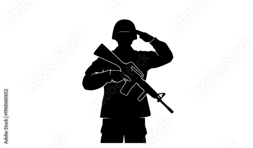 American army soldier aiming rifle silhouette vector illustration