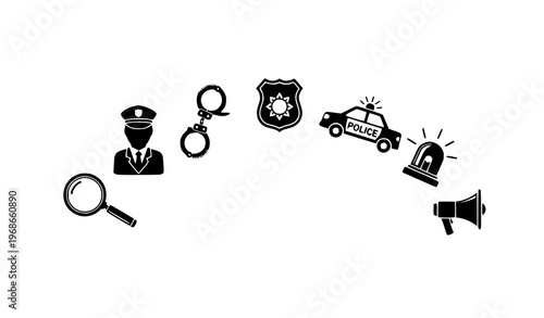 Modern police detective icon set investigation vector