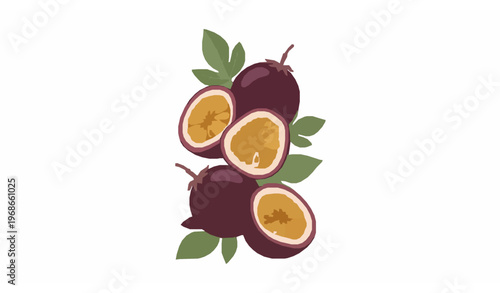 Vertical passion fruit logo tropical fruit vector design