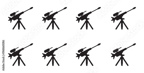 Advanced missile tracking station icons showcasing automated defense systems and long range weaponry sets.