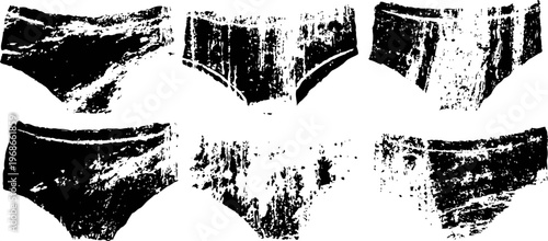 set of women's underwear silhouettes various briefs styles in black and white fashion lingerie collection