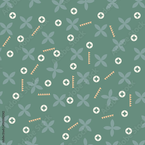 Abstract Floral and Geometric Seamless Pattern