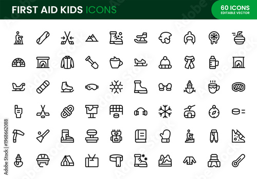 First and Kids icon set. First and Kids professional modern minimal unique line vector icon pack designed around child growth, parenting care symbols, playful elements