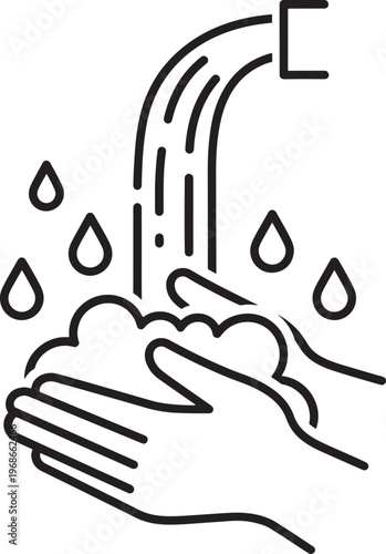 Black and white hand washing with soap bubbles hygiene