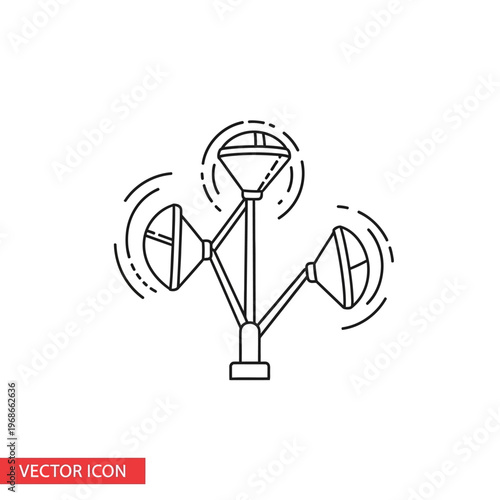 Three Rotating Emergency Warning Sirens Mounted On Mast.