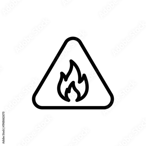 Warning sign with flame symbol.