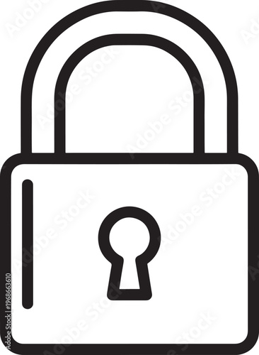 Black and white outline of a padlock with question mark