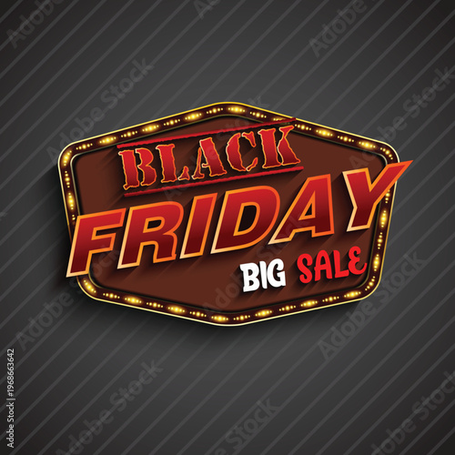 Black friday big sale neon sign promotional shopping event
