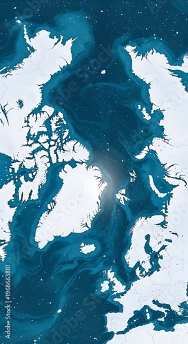 Aerial View of Iceberg and Ocean.