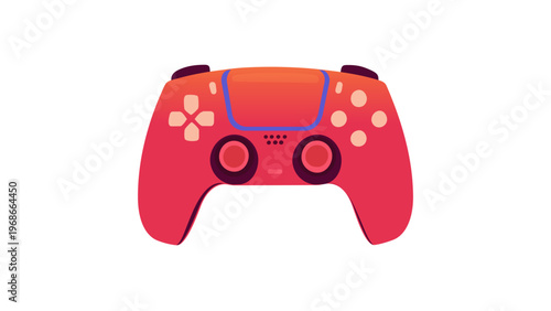 Vibrant orange and red gradient video game controller vector icon illustration, modern gaming gamepad with joysticks and buttons, minimalist digital entertainment design for apps and web UI.