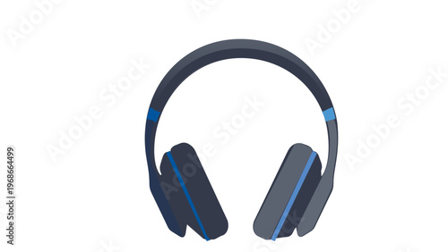 Modern over-ear headphones vector illustration for music studio and entertainment, sleek flat minimalist design icon for professional audio equipment, podcasting, and gaming, AI-generated.