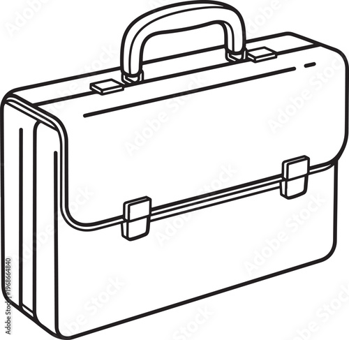 Black outline of a vintage briefcase with handle and latch