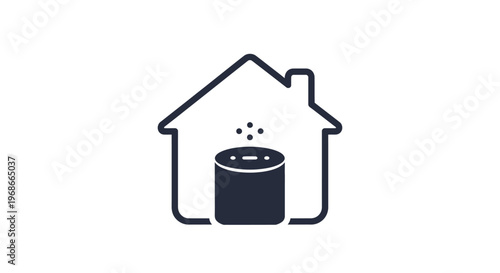 Simple line icon of a house with a cylinder.