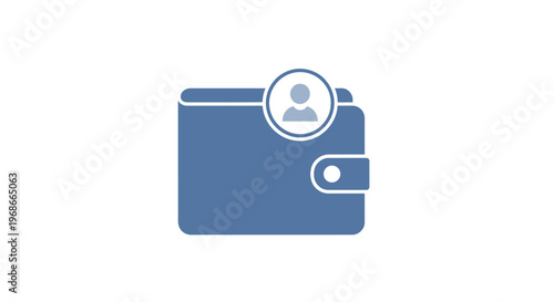 Blue wallet with profile icon on it.