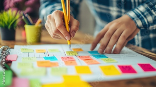 Sticky notes planning and brainstorming