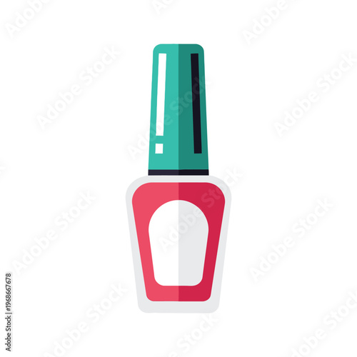 Red nail polish bottle flat vector illustration for beauty and manicure design