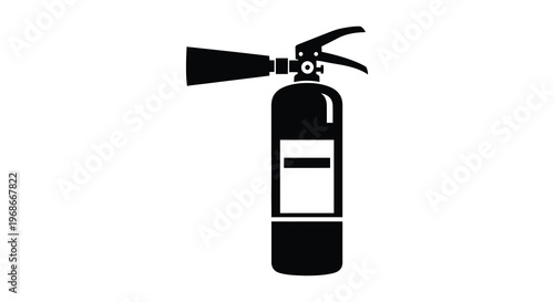 A stark black silhouette of a fire extinguisher displaying its classic shape and safety features silhouette high quality professional detailed modern