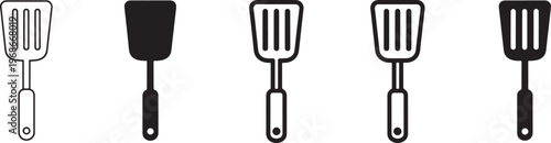 Spatula Icon Set, Kitchen Utensil Vector Collection, Minimal Outline and Solid Cooking Spatula Icons for Baking, Frying and Kitchenware Design