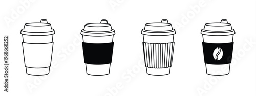 Coffee Icons Linear Coffee Cup Vector Illustration