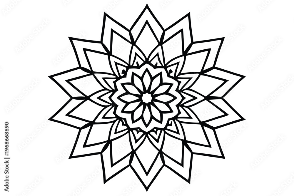 Obraz premium mandala art design silhouette line art vector illustration with a white background