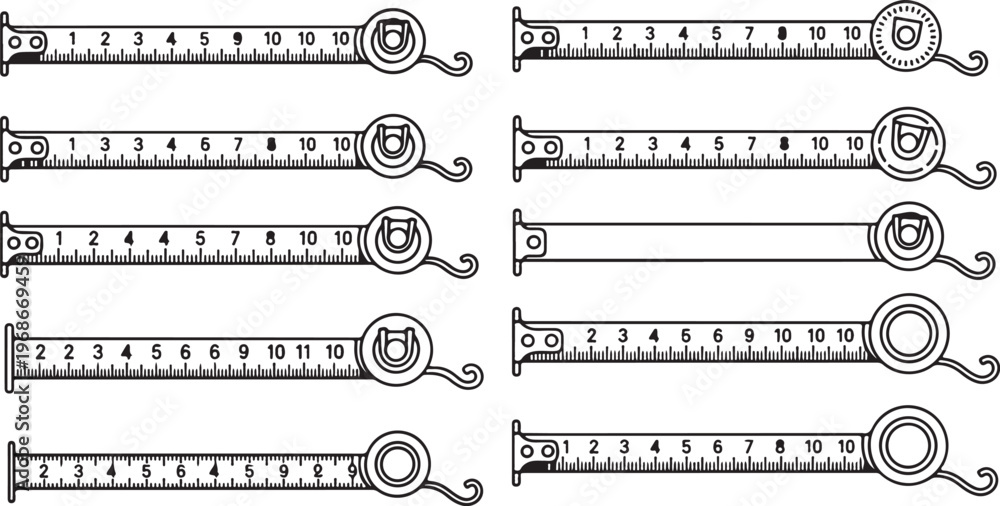 Obraz premium Illustrated examples of measuring scales for learning to read rulers Vector