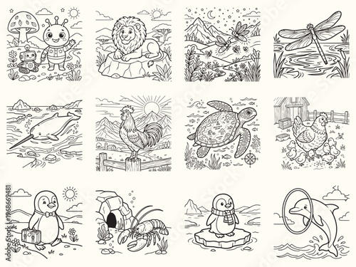 Beautiful butterfly with ornate wing patterns surrounded by flowers coloring page for creative artistic relaxation and play