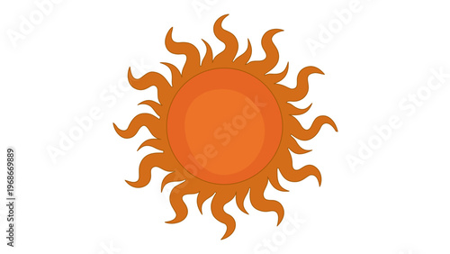 Vibrant sun vector illustration featuring a bright yellow and orange gradient with wavy solar rays, ideal for weather apps, summer season graphics, nature themes, scalable AI-generated icon.