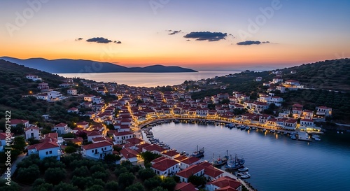 Coastal Town at Sunset - A Picturesque View.