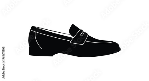 A stark black silhouette of a classic loafer shoe showcasing its elegant design and refined style silhouette high quality professional detailed