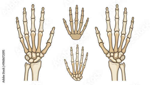 Anatomical Skeletal Hands Vector – Hand-Drawn Bone Illustration on PNG Background, anatomy, skeleton, hands, bones, phalanges, metacarpals, carpals, radius, ulna, medical illustration, educational, 
