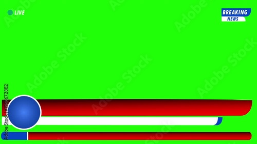 Live Breaking News animation on green screen, for actual news template. 4k video.