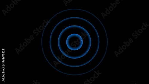Blue spiral radio wave station signal animation on black background. Radio Waves in Circle Form, Radio wave signal and sound wave signal, radar animated. Technology radio waves signal icon 4k video...
