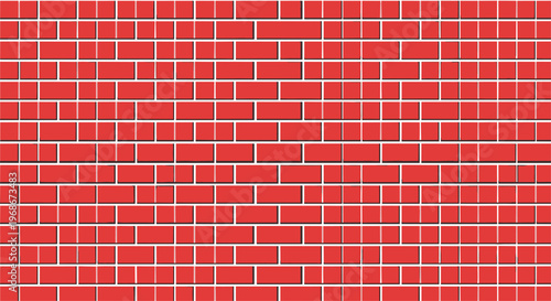 Uniform red brick wall texture pattern with white mortar joints providing a classic architectural and urban construction background.