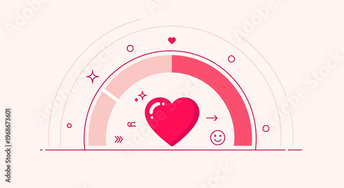 Love Meter Gauge with Heart Icon - Romantic Feelings Indicator