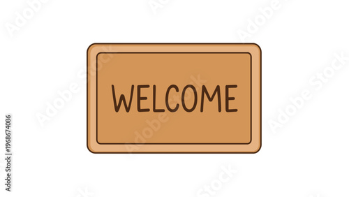 Flat vector illustration of a brown welcome doormat icon, symbolizing hospitality and home living. Minimalist scalable graphic design perfect for real estate, housewarming, and interior decor.