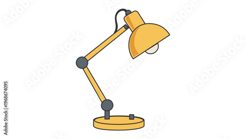 Minimalist yellow desk lamp vector icon illustration with a flat design style for office, study, and home lighting. Scalable AI-generated graphic for workspace, reading, and interior design use.