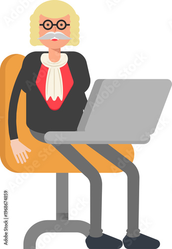 Canvastavla Judge Character Working on Laptop