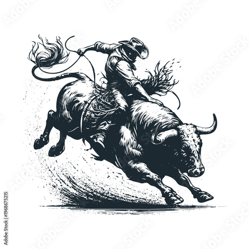 vector illustration of cow rodeo