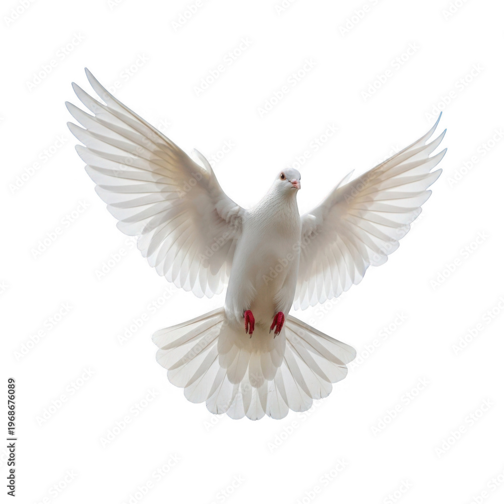 Fototapeta premium White dove in flight isolated on transparent background