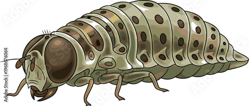 Realistic Illustration of a Detailed Caterpillar with Distinctive Patterns and Textures