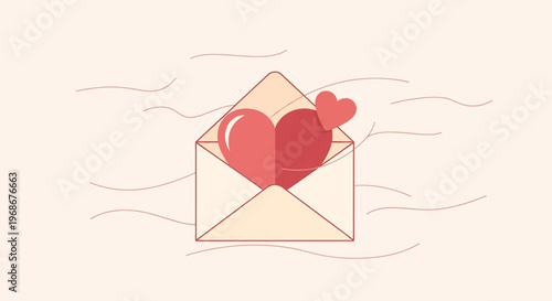Love Letter Envelope with Hearts - Romantic Message Concept